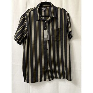 Eighty Eight Mens Short Sleeve Shirt Size XL Black with Gold chain accent new